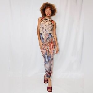 Rhi Dancey Ornaments Dress Super Soft Stretchy Work of Art Mesh Dress Women’s S